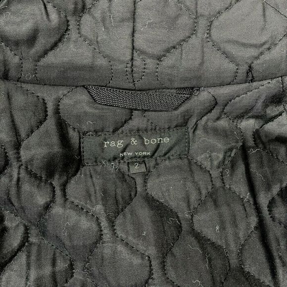 rag & bone Wool Coat 2 Black Hood Long Winter Womens Quilted Warm Parka Hooded - Picture 3 of 12